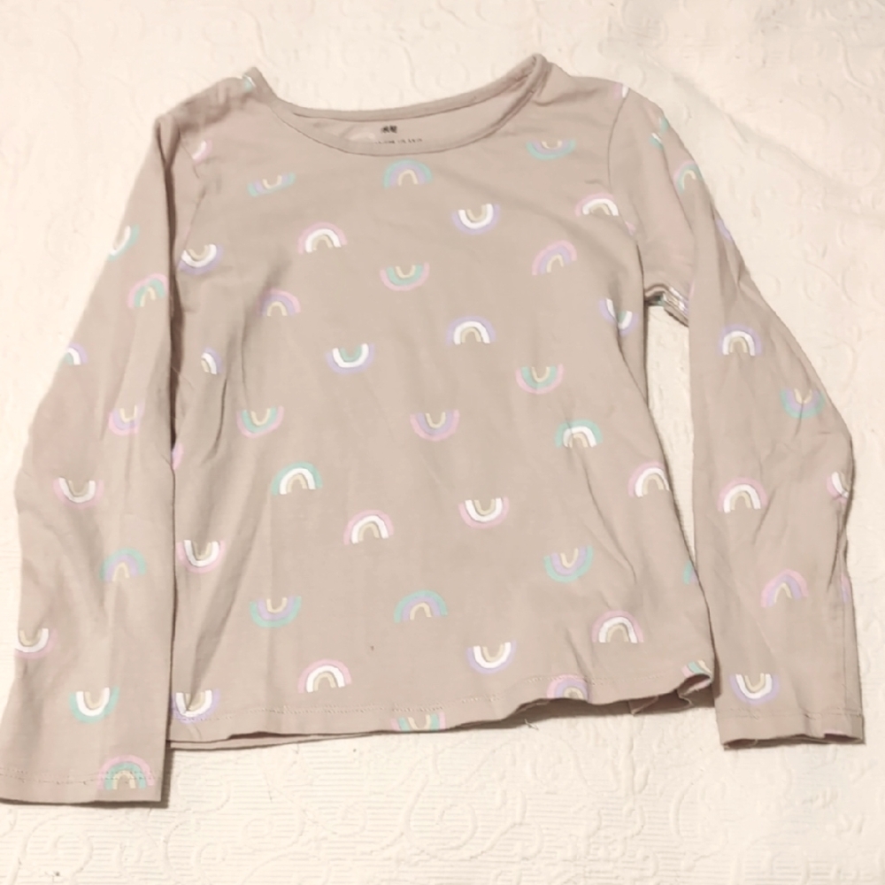 H&M Little Girls Pastel Rainbow Print Long Sleeve Shirt